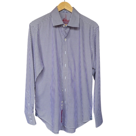 Robert Graham Purple Houndstooth Print Button Front Shirt Sz M‎ - Picture 1 of 10